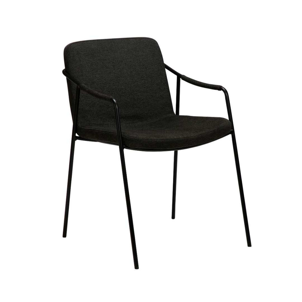 BOTO Armchair - in Black Fabric, Black Metal Legs - Dining Furniture - Danform | Milola