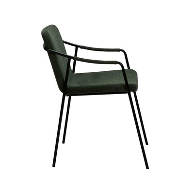 BOTO Armchair - in Sage Green Fabric, Black Metal Legs - Dining Furniture - Danform | Milola