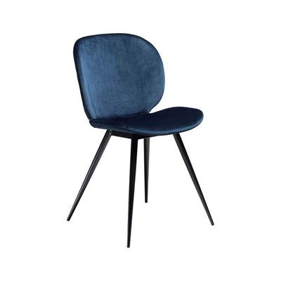 CLOUD Dining Chairs - Velvet, Black Metal Legs- Dining Furniture-Blue Velvet- Danform | Milola