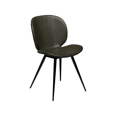 CLOUD Dining Chair - Art. Leather, Black Metal Legs-Dining Furniture-in Green Leather- Danform | Milola