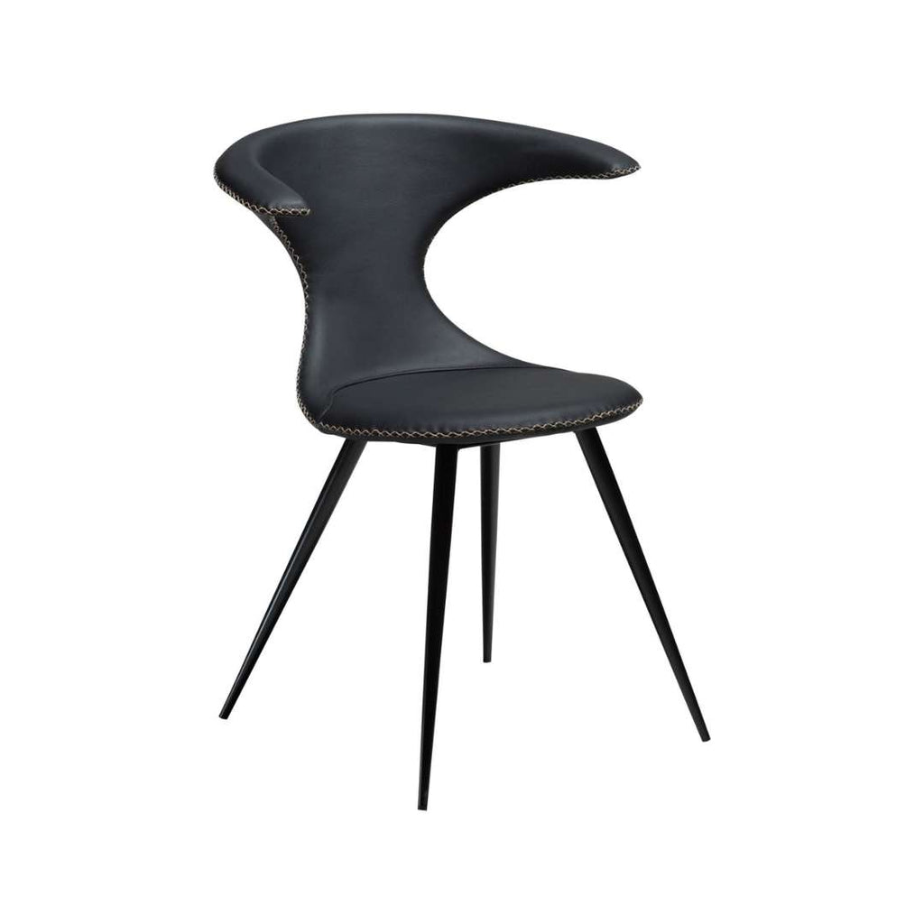 Flair Dining Chair - Art. Leather/Leather, Black Metal Legs