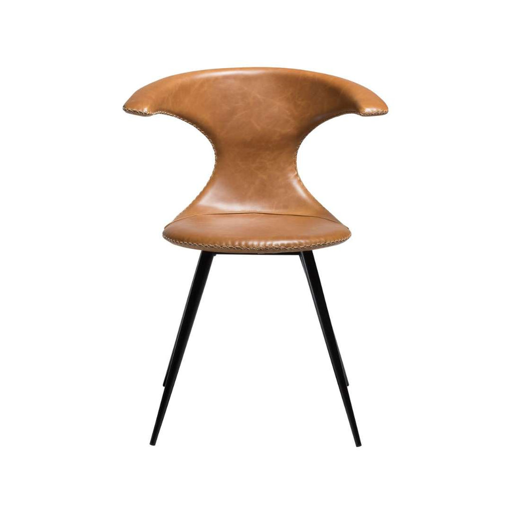 Flair Dining Chair - Art. Leather/Leather, Black Metal Legs