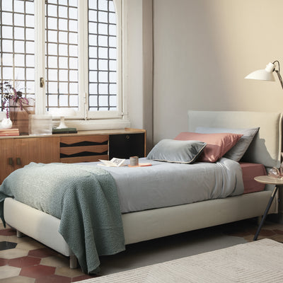 Iorca Single Storage Bed - Upholstered Storage Bed in Cream Beige - Bolzan | Milola