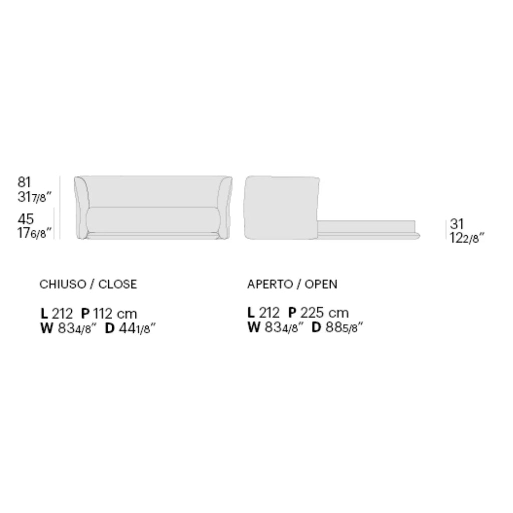 JILL Day Bed - Upholstered Day Bed - Diagram - Bolzan | Milola