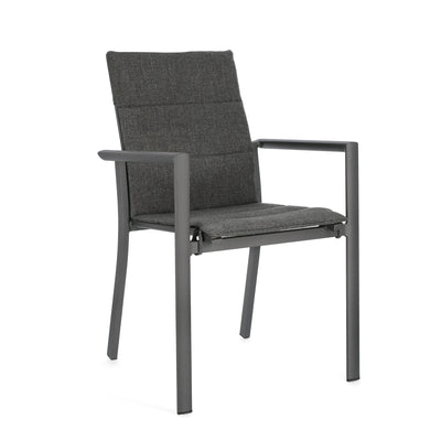 KIPLIN Square Extendable Outdoor Dining Table Set in Charcoal - Bizzotto | Milola