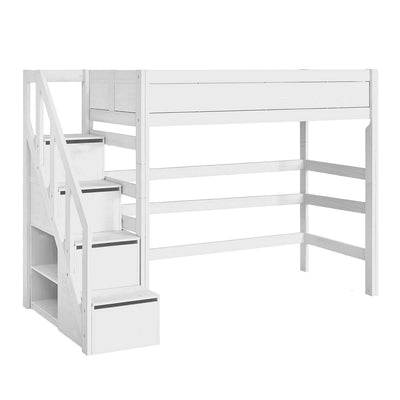 HIGH BED with Stepladder in White - Lifetime Kids | Milola