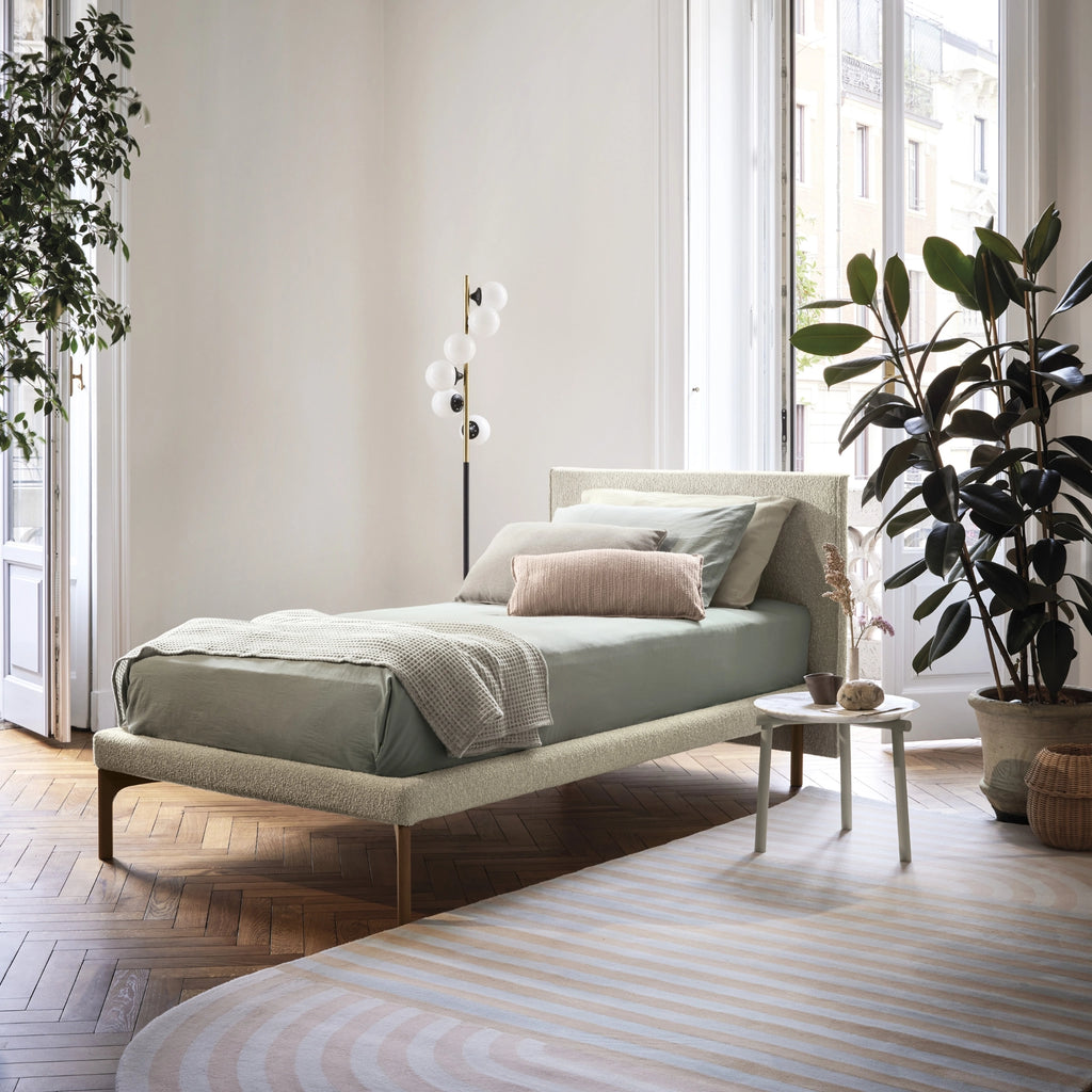 Metropolitan Single Bed - Upholstered Single Bed in Beige Cream - Bolzan | Milola