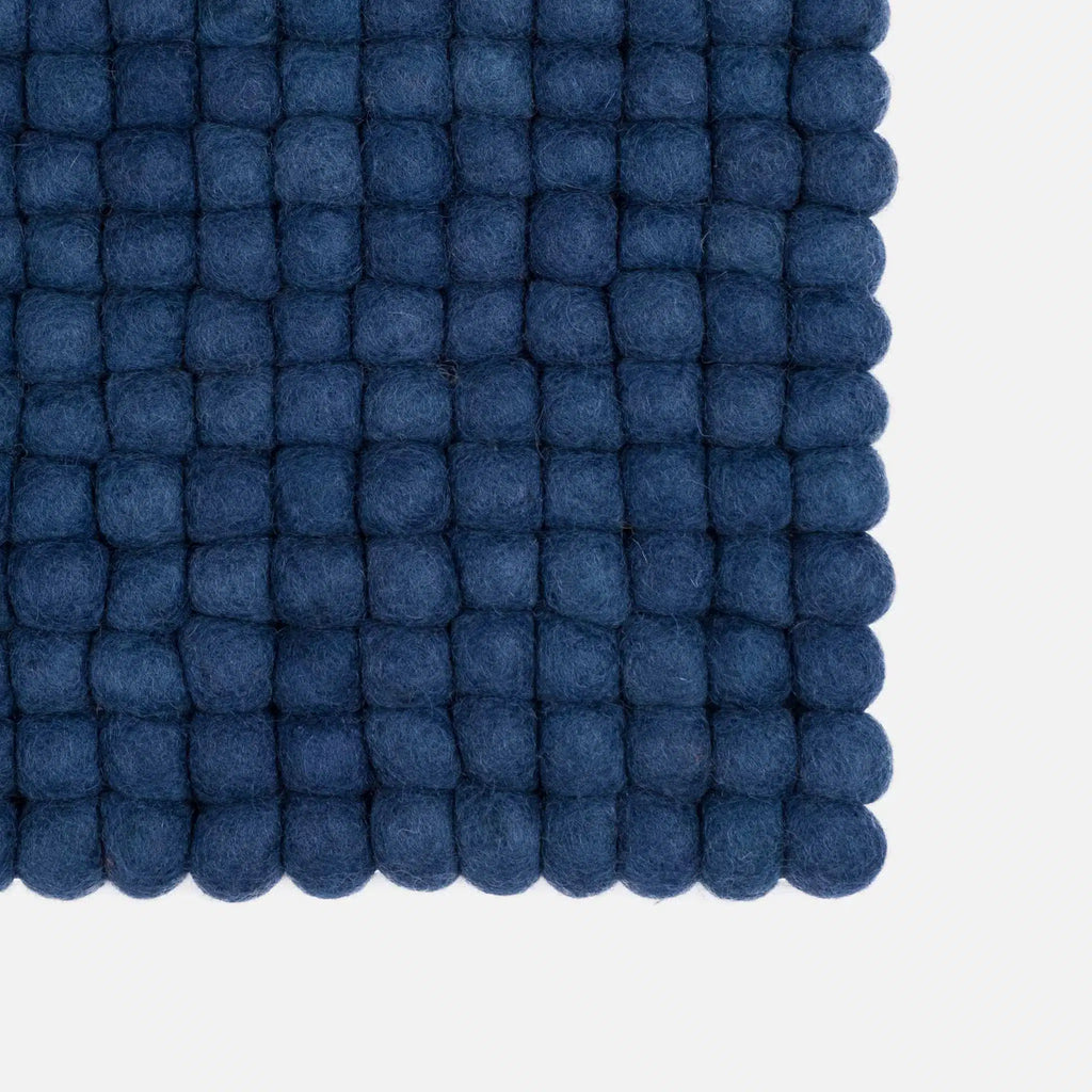 ALVA Felt Ball Rectangle Rug in Dark Blue - MyFelt | Milola