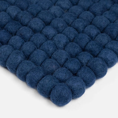 ALVA Felt Ball Rectangle Rug in Dark Blue - MyFelt | Milola