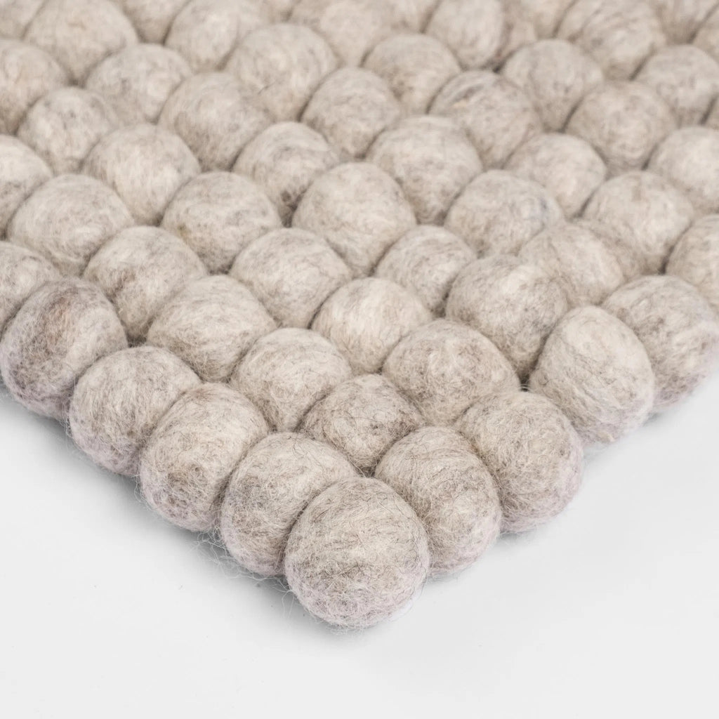 BELA Felt Ball Rectangle Rug in Beige - MyFelt | Milola