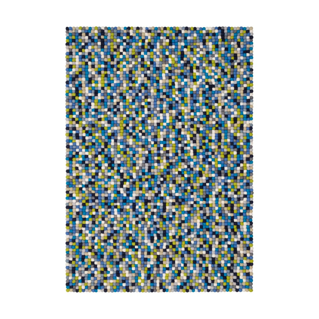 FRITZ Felt Ball Rectangle Rug in Green Blue - MyFelt | Milola