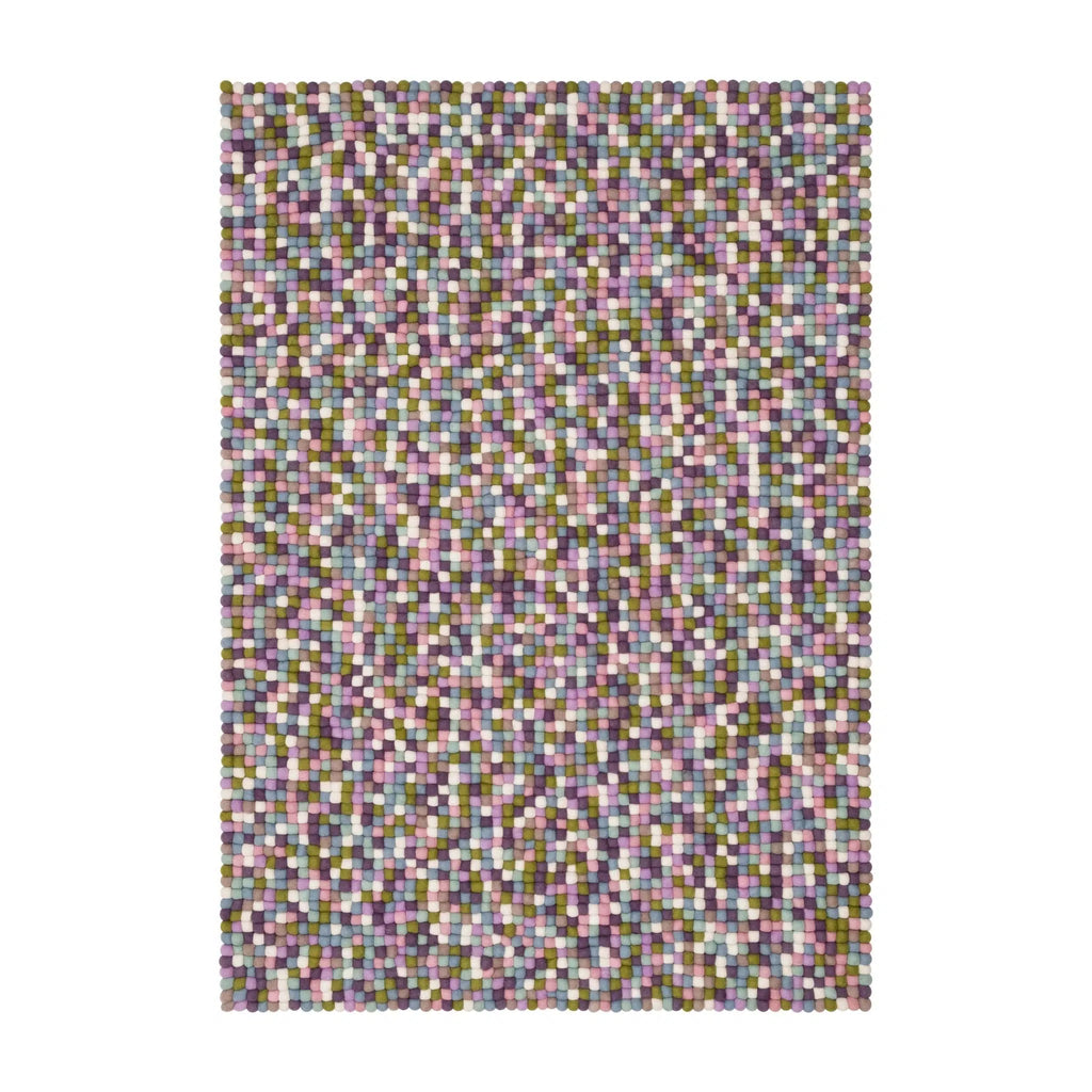 GRETA Felt Ball Rectangle Rug in Purple Green - MyFelt | Milola