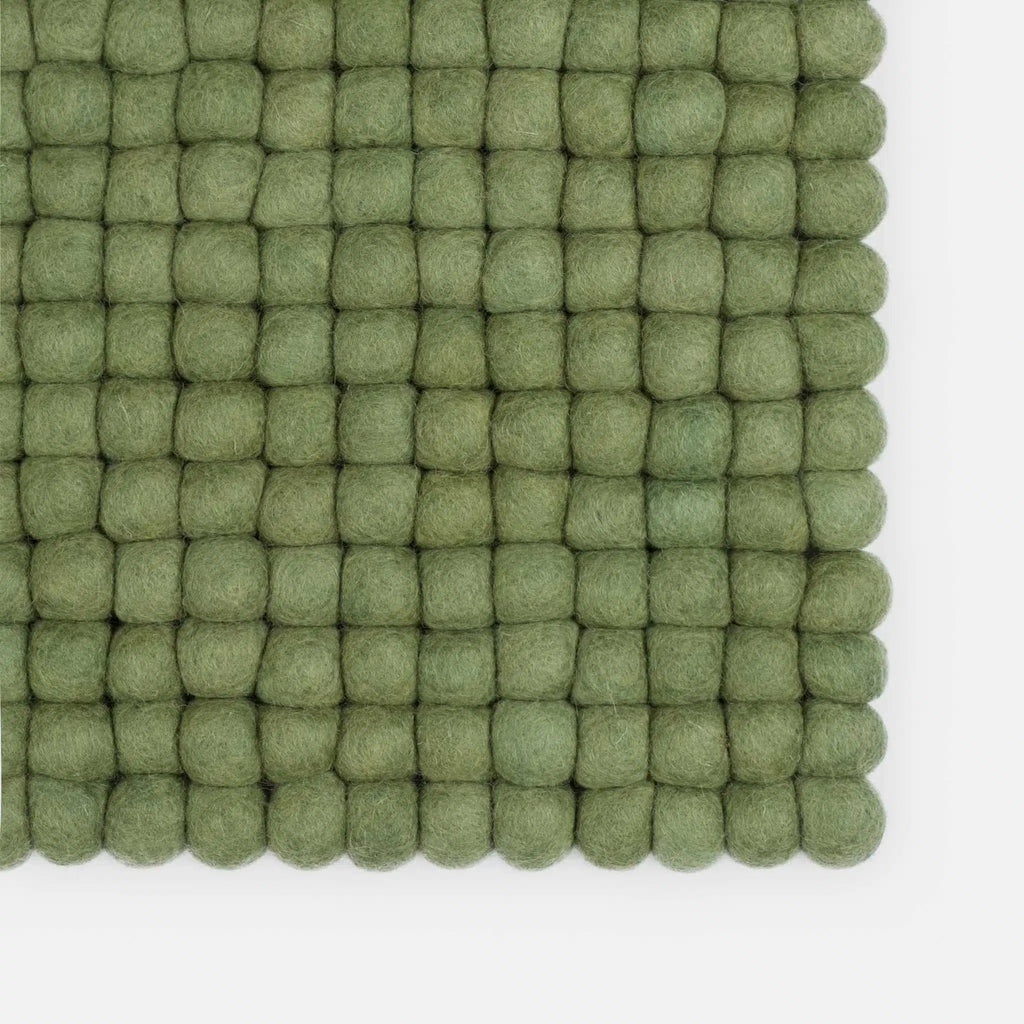 KASPAR Felt Ball Rectangle Rug in Green - MyFelt | Milola
