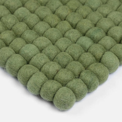 KASPAR Felt Ball Rectangle Rug in Green - MyFelt | Milola