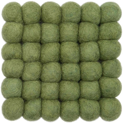 KASPAR Felt Ball Rectangle Rug in Green - MyFelt | Milola