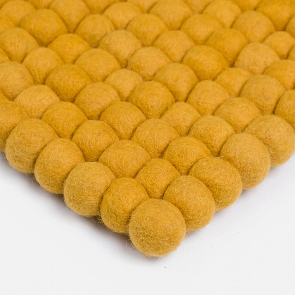 KLARA Felt Ball Rectangle Rug in Yellow - MyFelt | Milola