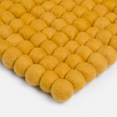 KLARA Felt Ball Rectangle Rug in Yellow - MyFelt | Milola