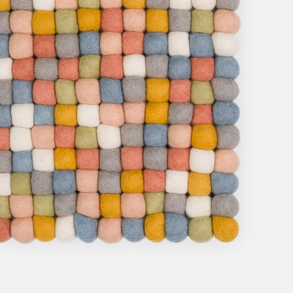 LIESE Felt Ball Rectangle Rug in Pastels - MyFelt | Milola