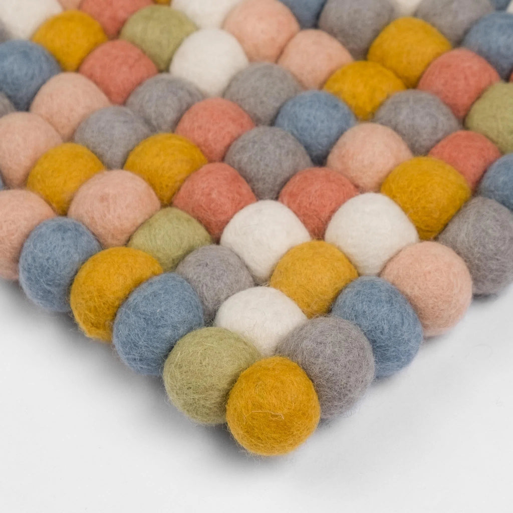 LIESE Felt Ball Rectangle Rug in Pastels - MyFelt | Milola