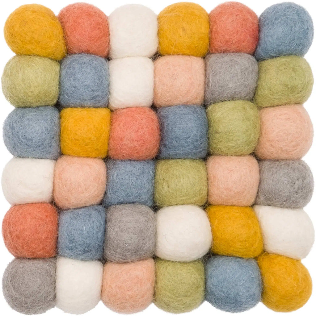 LIESE Felt Ball Rectangle Rug in Pastels - MyFelt | Milola