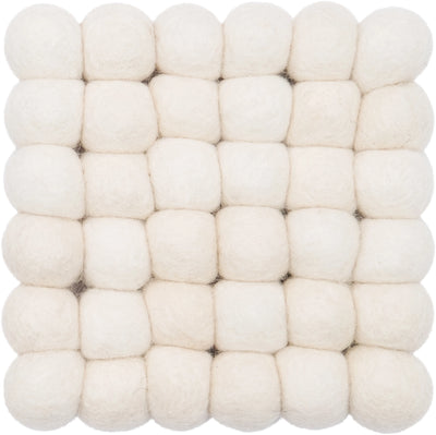 LINEA Felt Ball Rectangle Rug in White Cream - MyFelt | Milola