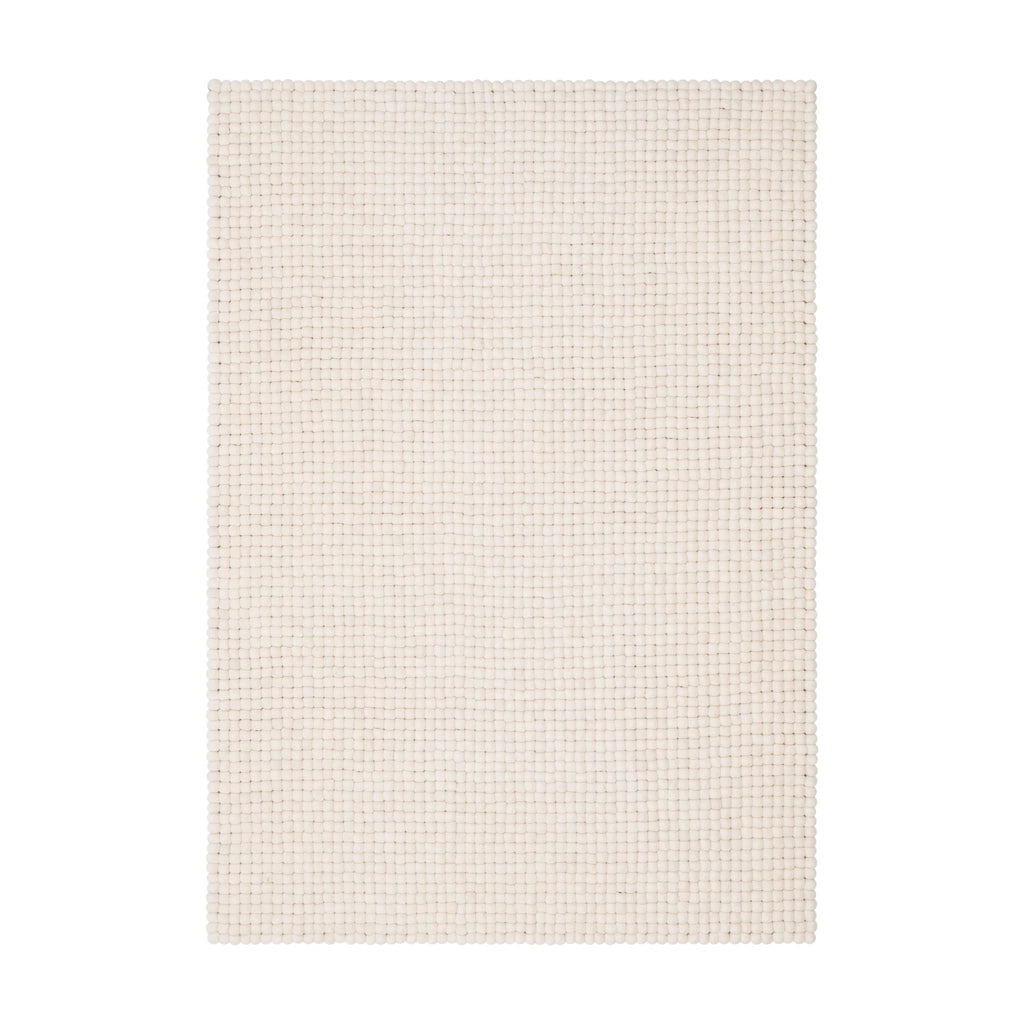 LINEA Felt Ball Rectangle Rug in White Cream - MyFelt | Milola