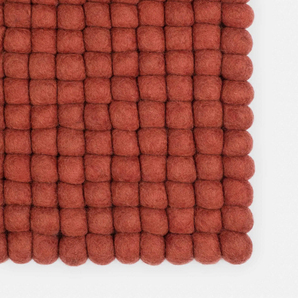 LORA Felt Ball Rectangle Rug in Red - MyFelt | Milola