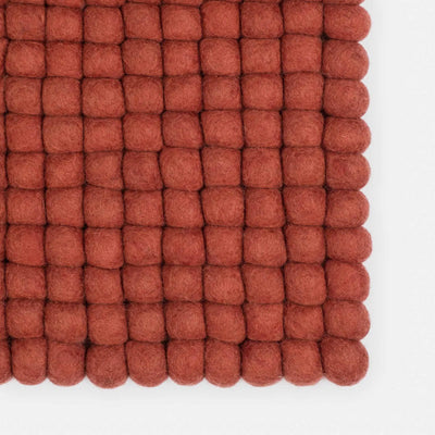 LORA Felt Ball Rectangle Rug in Red - MyFelt | Milola