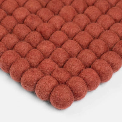 LORA Felt Ball Rectangle Rug in Red - MyFelt | Milola