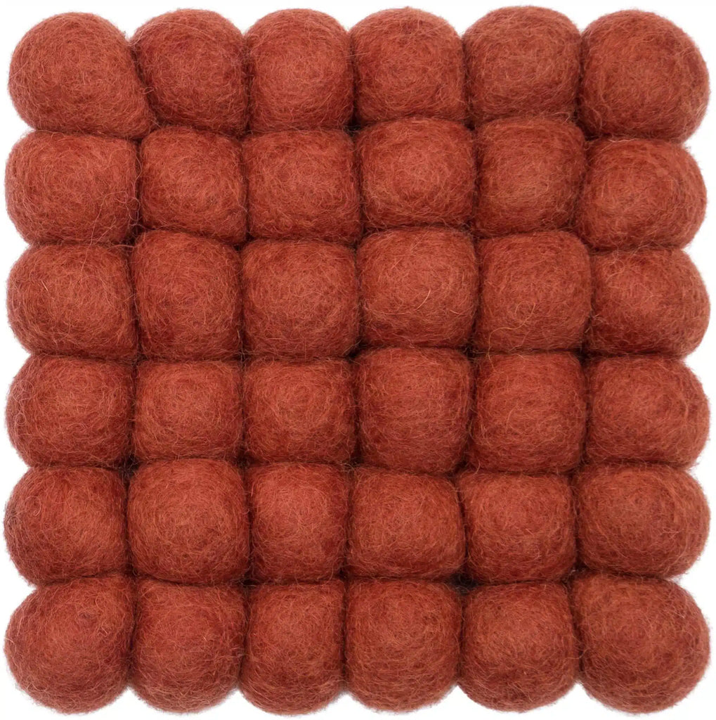 LORA Felt Ball Rectangle Rug in Red - MyFelt | Milola