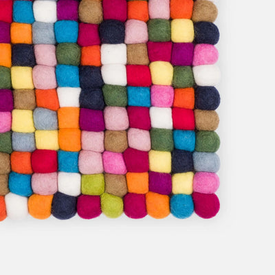 LOTTE Felt Ball Rectangle Rug in Rainbow - MyFelt | Milola