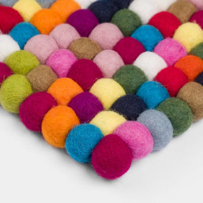 LOTTE Felt Ball Rectangle Rug in Rainbow - MyFelt | Milola