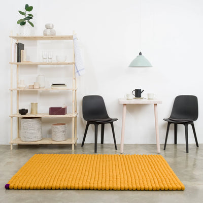 OCHRE Yelllow Big One Felt Ball Rectangular Rugs - Myfelt | Milola