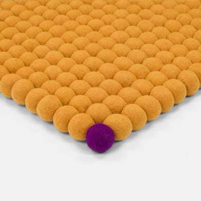 OCHRE Yelllow Big One Felt Ball Rectangular Rugs - Myfelt | Milola