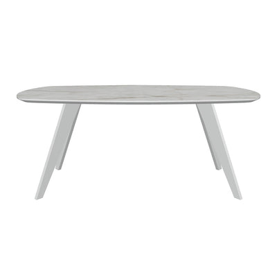 TYRA Boatshaped Ceramic Dining Table - White Legs