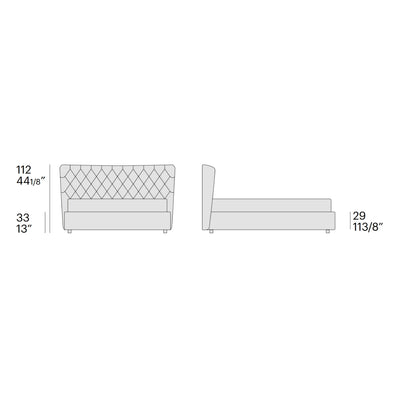 Selene Storage Bed - Classic Upholstered Bed - Diagram - Bolzan | Milola