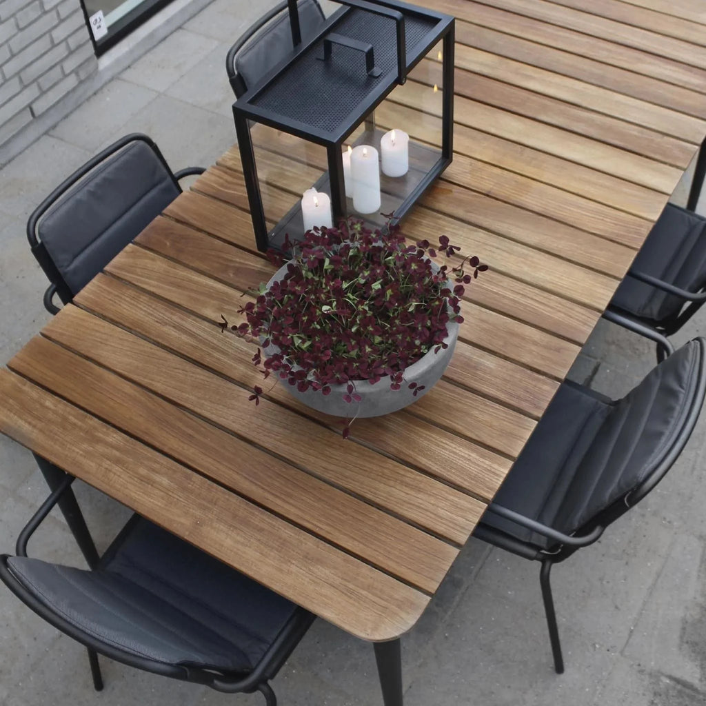 Table à manger d'extérieur en teck et aluminium - Couverture incl. CORE