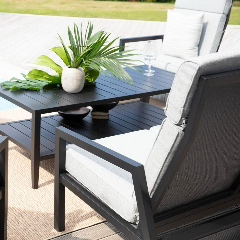 Belfort Garden Lounge Set - 3 Seater Sofa with 2 Reclining Chairs, Footstools and Coffee Table