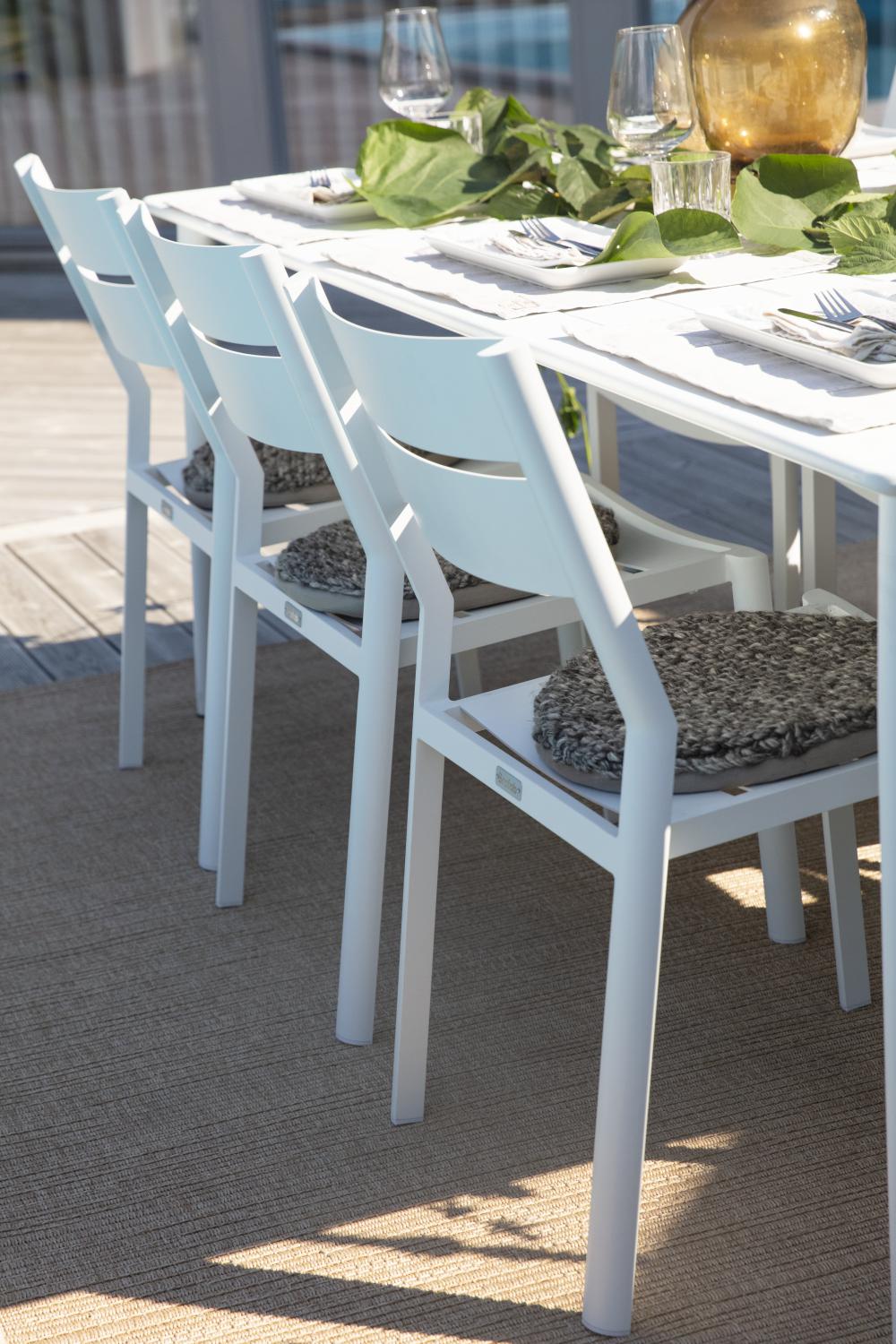 White Nimes Outdoor Dining Set with 6 Chairs