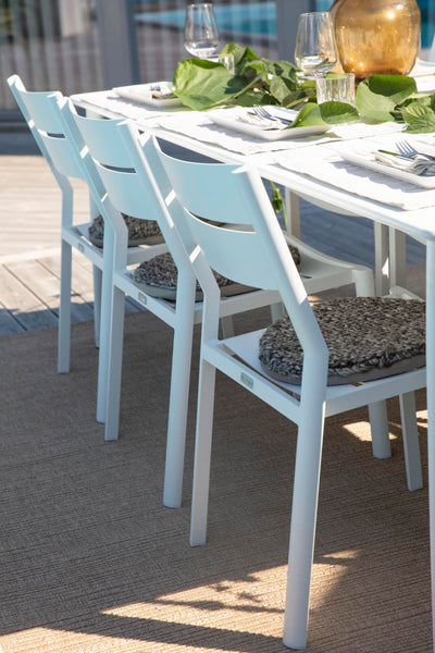 White Nimes Outdoor Dining Set with 6 Chairs