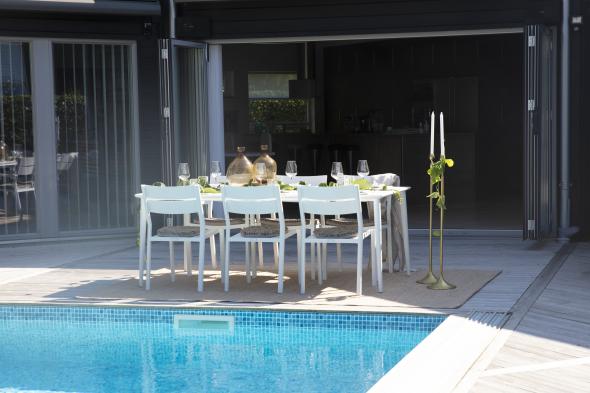 White Nimes Outdoor Dining Set with 6 Chairs