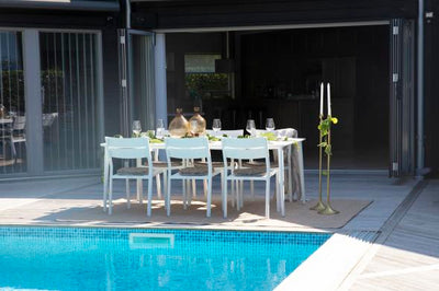 White Nimes Outdoor Dining Set with 6 Chairs