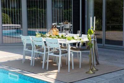 White Nimes Outdoor Dining Set with 6 Chairs