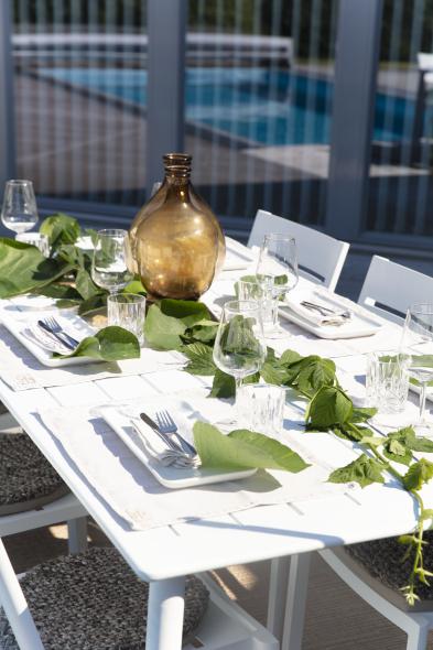 White Nimes Outdoor Dining Set with 6 Chairs