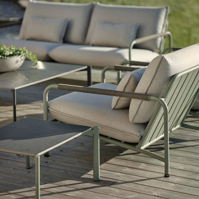 LERBERGET Garden Lounge Set - 2.5 Seater Sofa with 2 Chairs and Coffee Table in Dusky Green - Suns | Milola