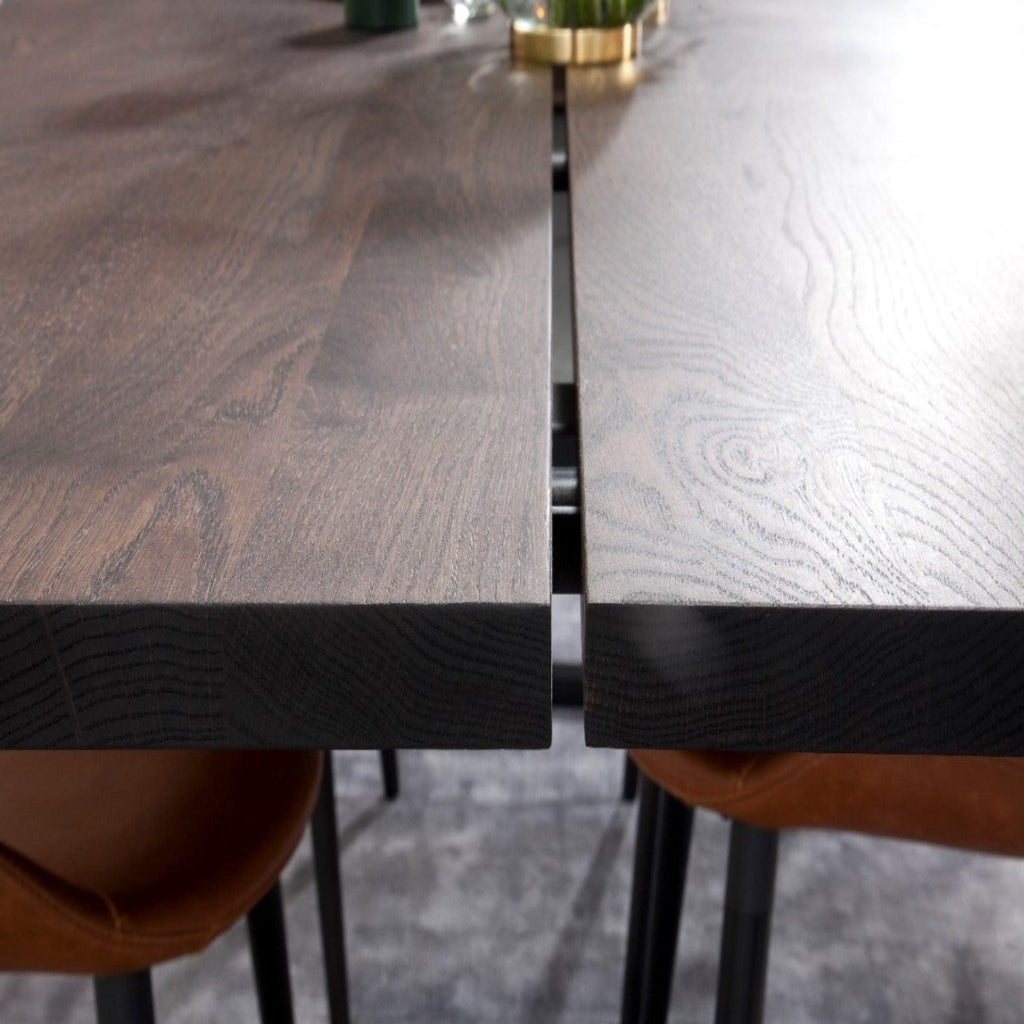 FOREST Solid Wood Dining Tables with Steel Trapez Legs