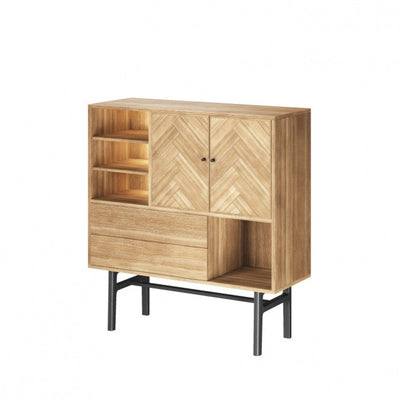 CASO 230 - Highboard - Wooden-Natural Oak/Herringbone - Caso | Milola