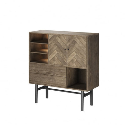 CASO 230 - Highboard - Wooden - Smoked Oak/Herringbone - Caso | Milola