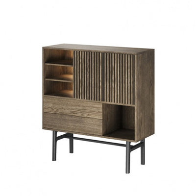 CASO 230 - Highboard - Wooden-Smoked Oak/Slatted - Caso | Milola