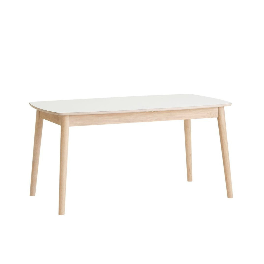 CASØ 120 Dining Table - Wooden Nordic Furniture in White oiled oak legs with White Laminate Top - Caso | Milola
